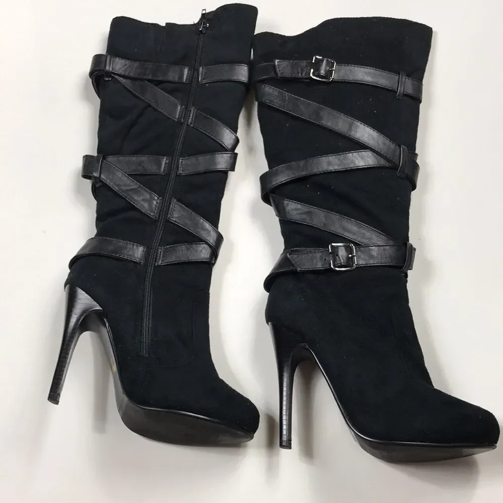 Boots De Blossom collection Black Women Shoes Size 5.5